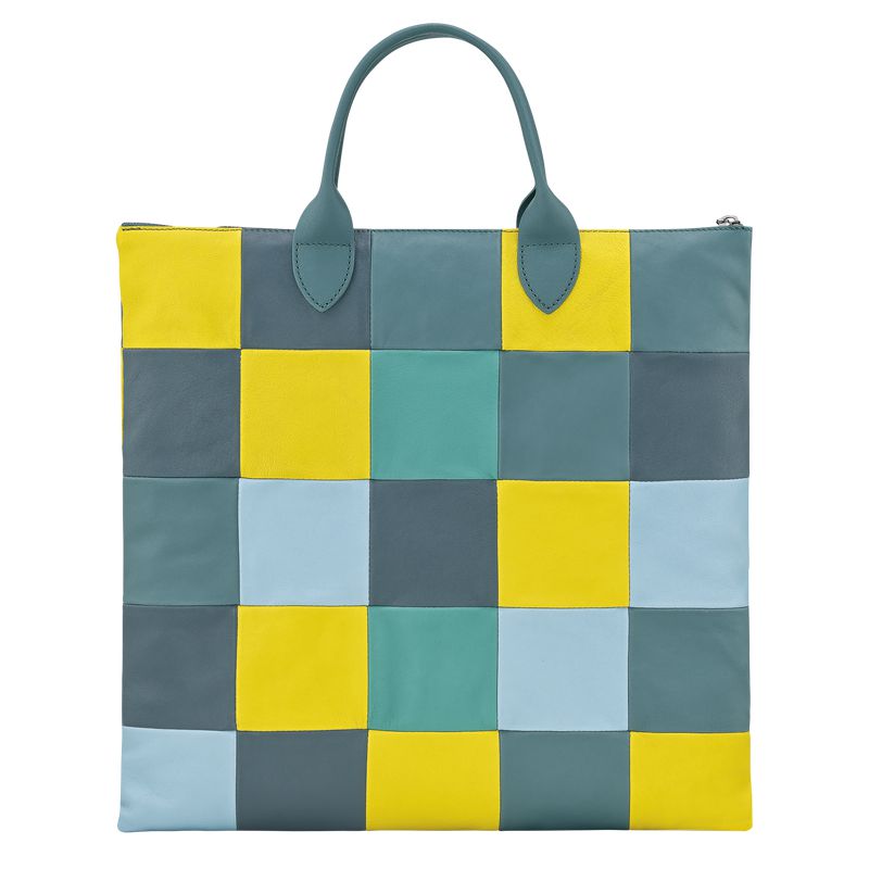 Men Longchamp Re-play L Handbag Blue / Yellow | Thailand-067FQEIJK