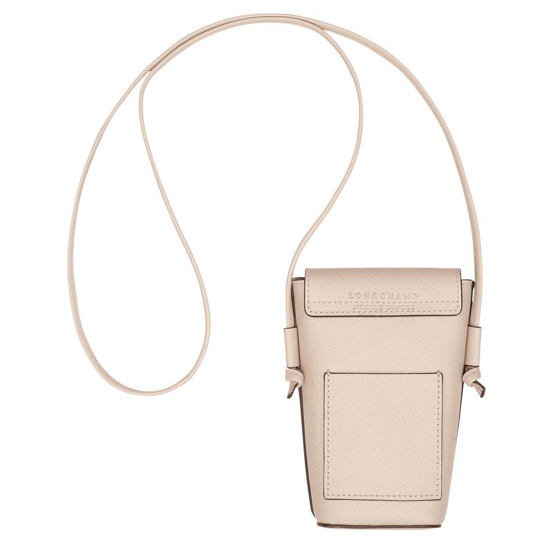 Men Longchamp Épure With Leather Lace Phone Case Beige | Thailand-021ZVCDGU