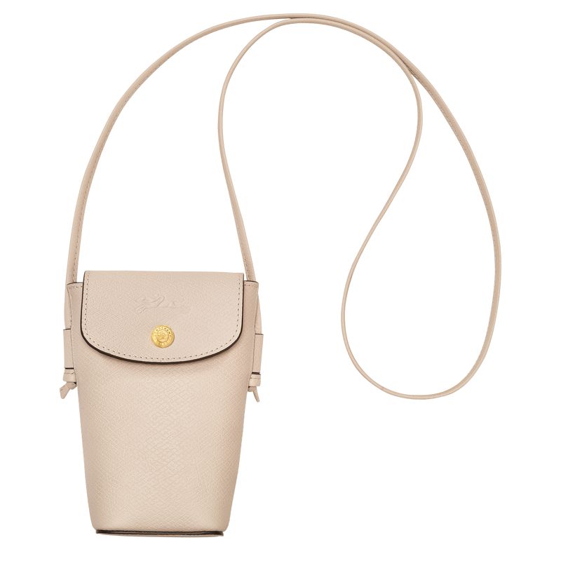 Men Longchamp Épure With Leather Lace Phone Case Beige | Thailand-021ZVCDGU