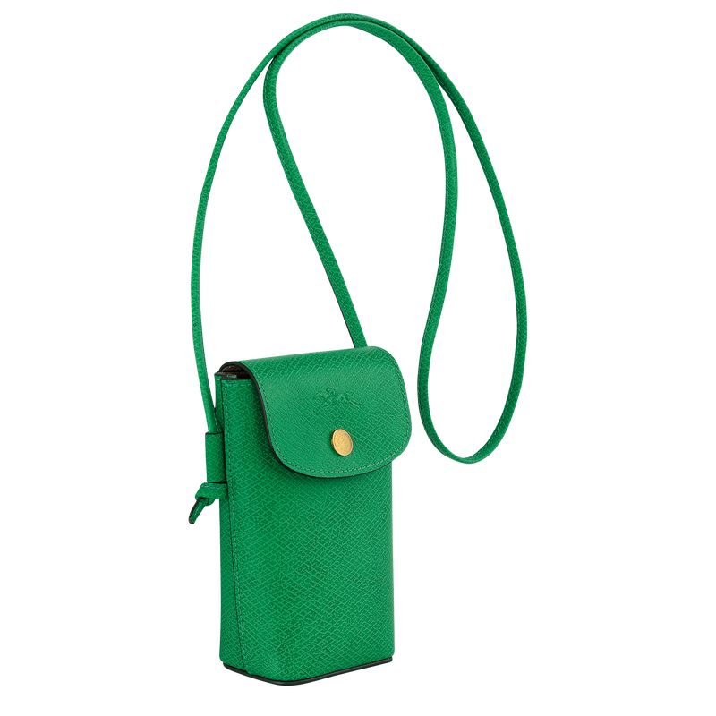 Men Longchamp Épure With Leather Lace Phone Case Green | Thailand-217VTXHWA