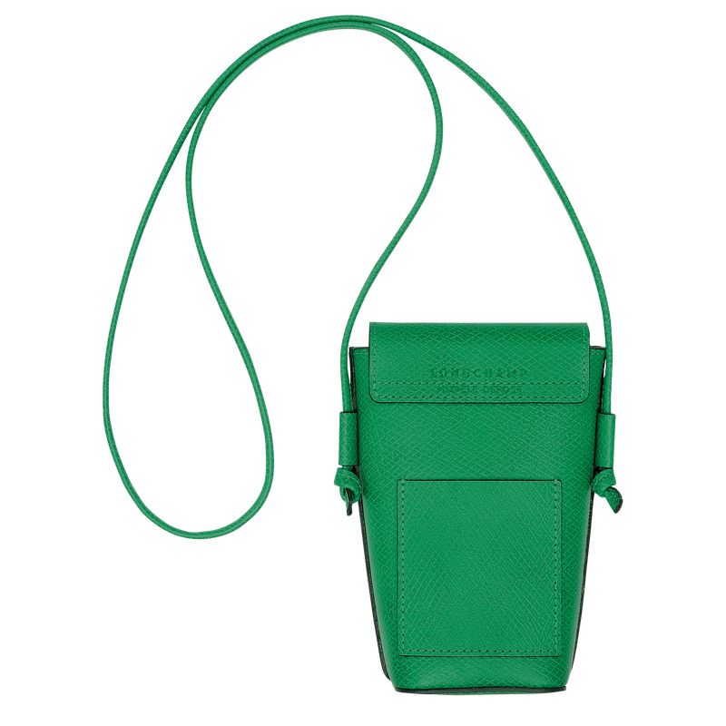 Men Longchamp Épure With Leather Lace Phone Case Green | Thailand-217VTXHWA