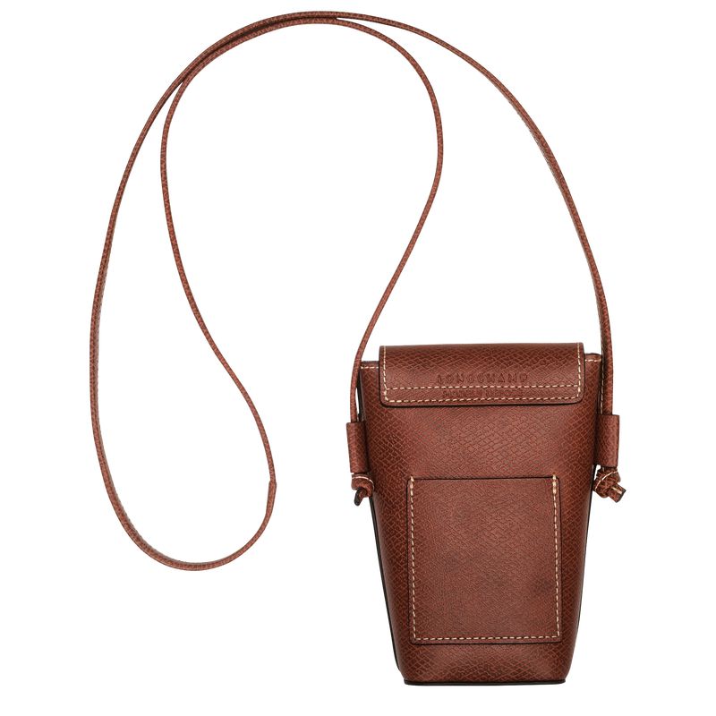 Men Longchamp Épure With Leather Lace Phone Case Brown | Thailand-258MQGEZY