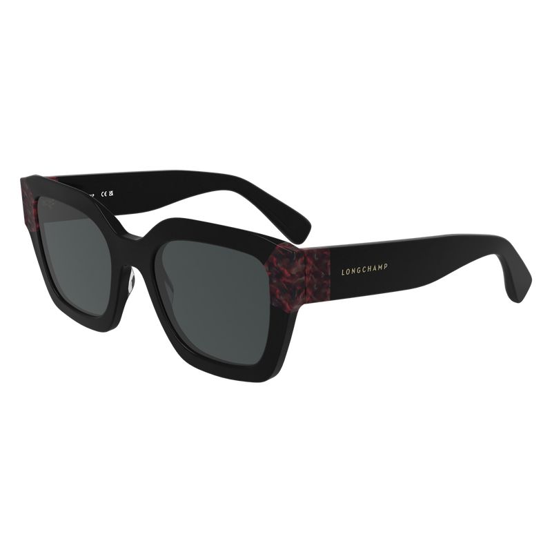 Women Longchamp Acetate Sunglasses Black / Red | Thailand-965JRZUGW