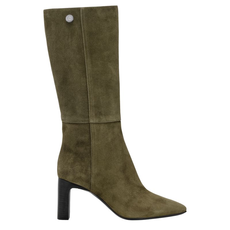 Women Longchamp Allure Heel Boots Khaki | Thailand-937CGPWEN