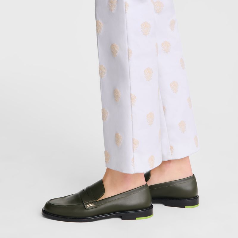 Women Longchamp Au Sultan Loafers Khaki | Thailand-950DHEWVJ