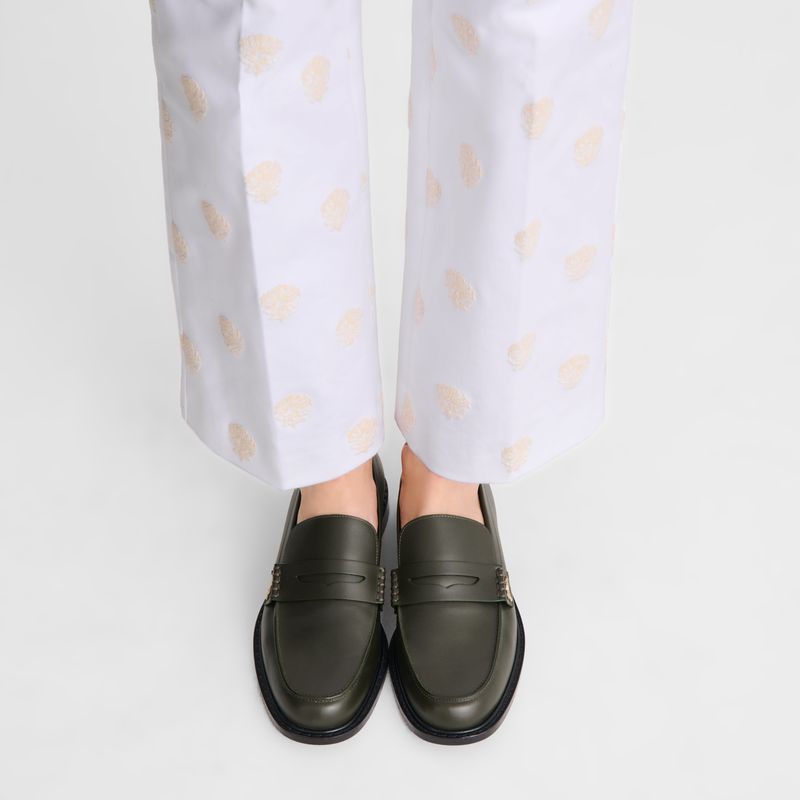 Women Longchamp Au Sultan Loafers Khaki | Thailand-950DHEWVJ