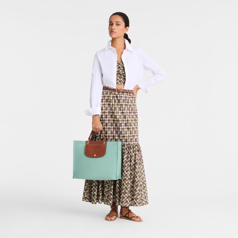 Women Longchamp Cabas L Tote Bag Blue Green | Thailand-613CUOXSD