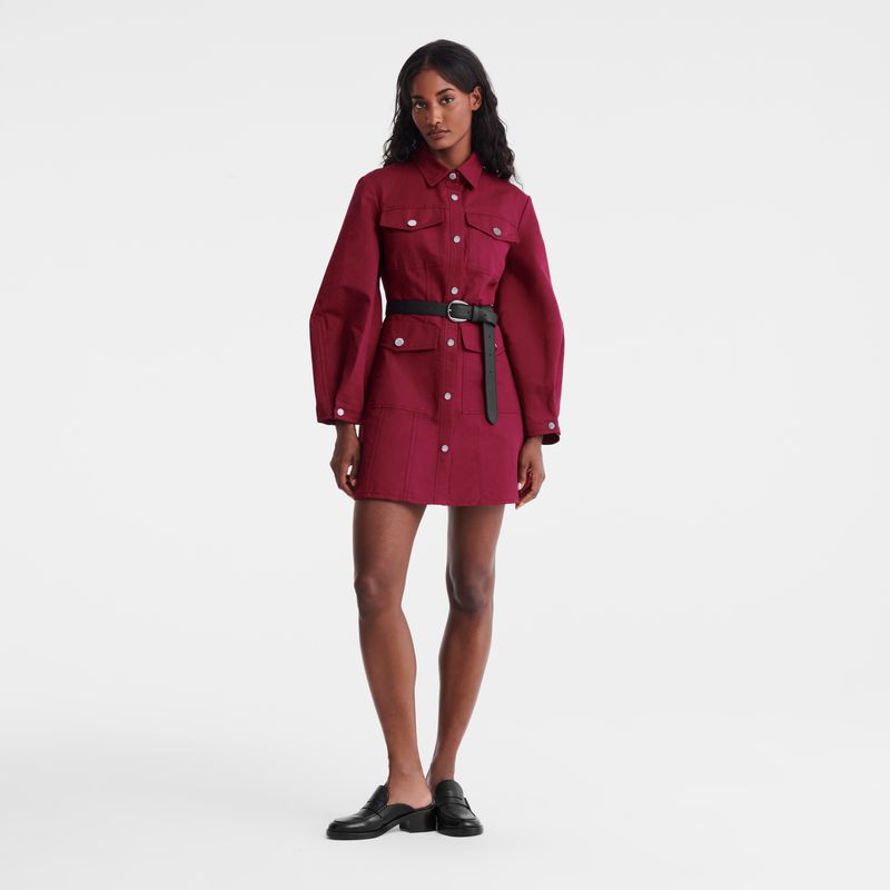 Women Longchamp Canvas Dress Dark Red | Thailand-617ODGJWI
