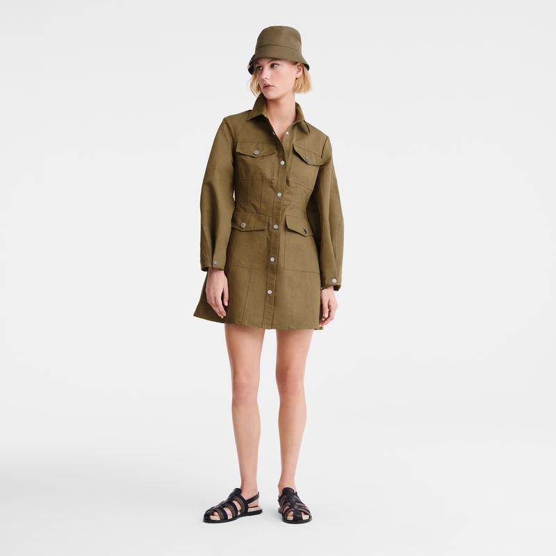 Women Longchamp Canvas Dress Olive | Thailand-893UNXBPK