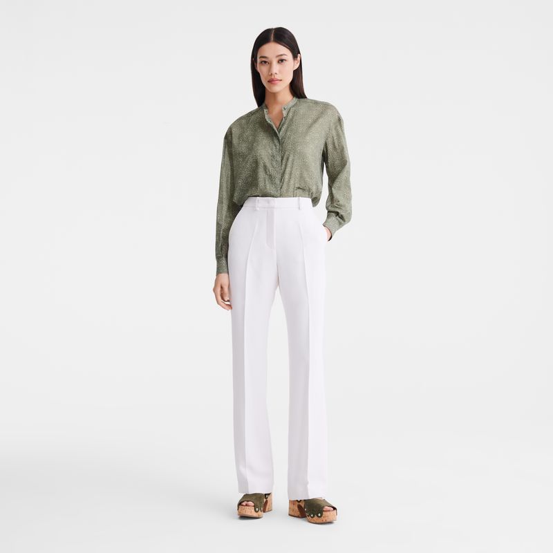 Women Longchamp Crepe Pants Cream | Thailand-129LHOQSY