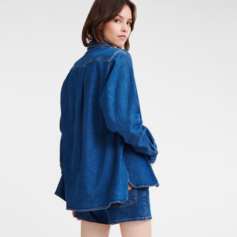 Women Longchamp Denim Shirts Blue | Thailand-127RXMFLZ