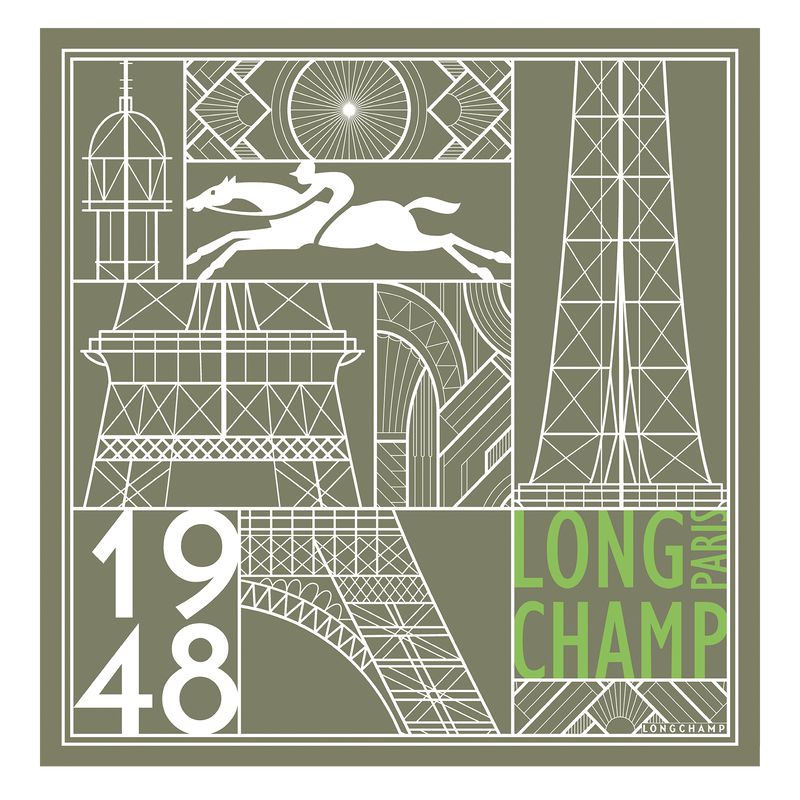 Women Longchamp Eiffel Tower 1948 50 Scarf Olive / Multicolor | Thailand-693FIOYZK