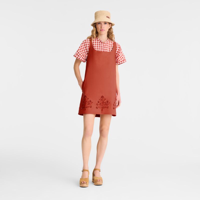 Women Longchamp Embroidered Canvas Dress Pink | Thailand-859FMWXAQ