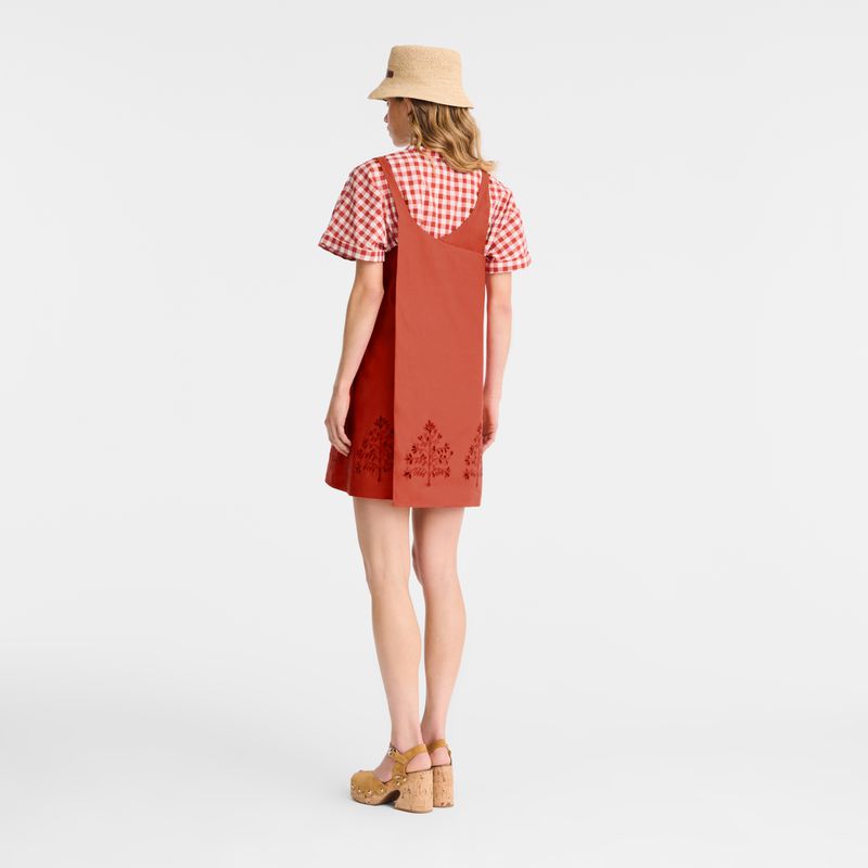 Women Longchamp Embroidered Canvas Dress Pink | Thailand-859FMWXAQ