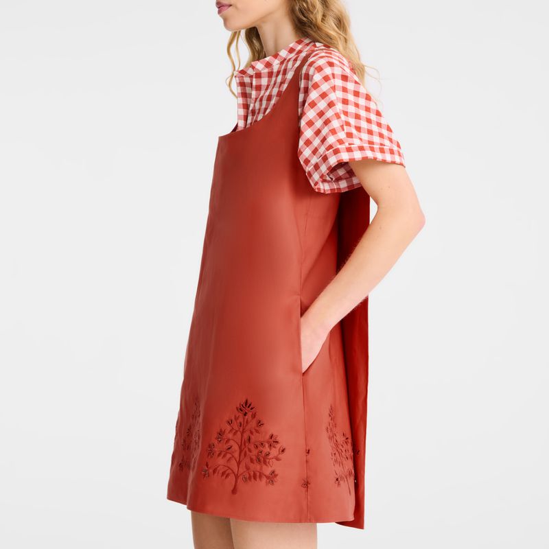 Women Longchamp Embroidered Canvas Dress Pink | Thailand-859FMWXAQ