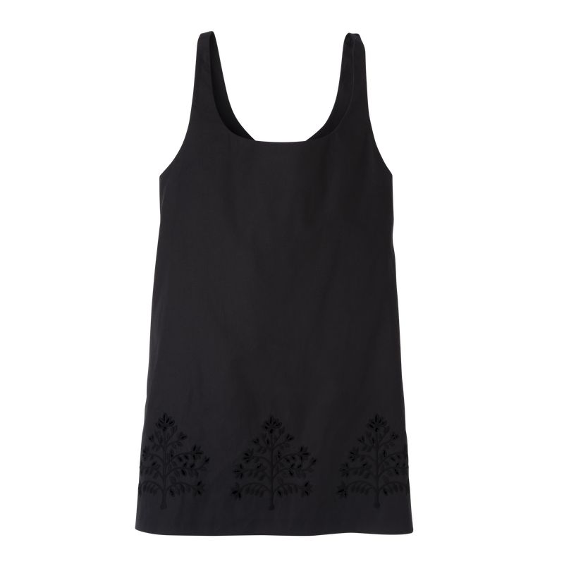 Women Longchamp Embroidered Canvas Dress Black | Thailand-357ZIPBHJ