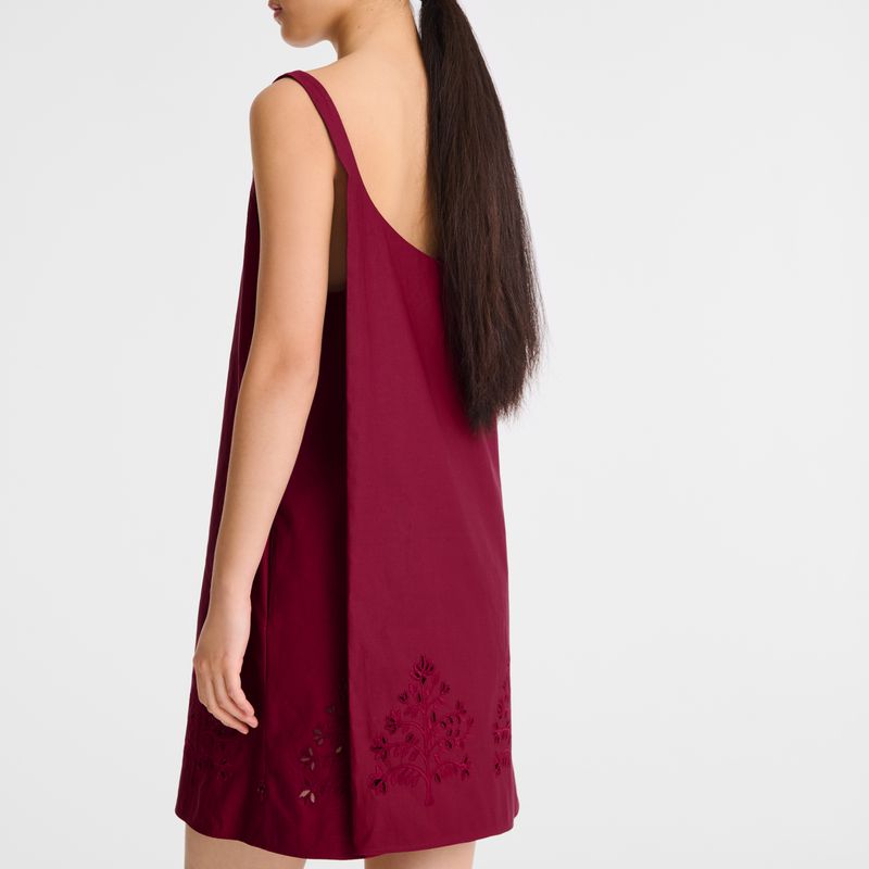 Women Longchamp Embroidered Canvas Dress Dark Red | Thailand-960ZXWDCL