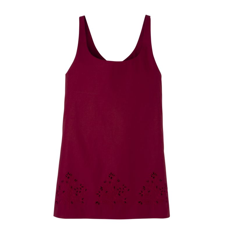 Women Longchamp Embroidered Canvas Dress Dark Red | Thailand-960ZXWDCL