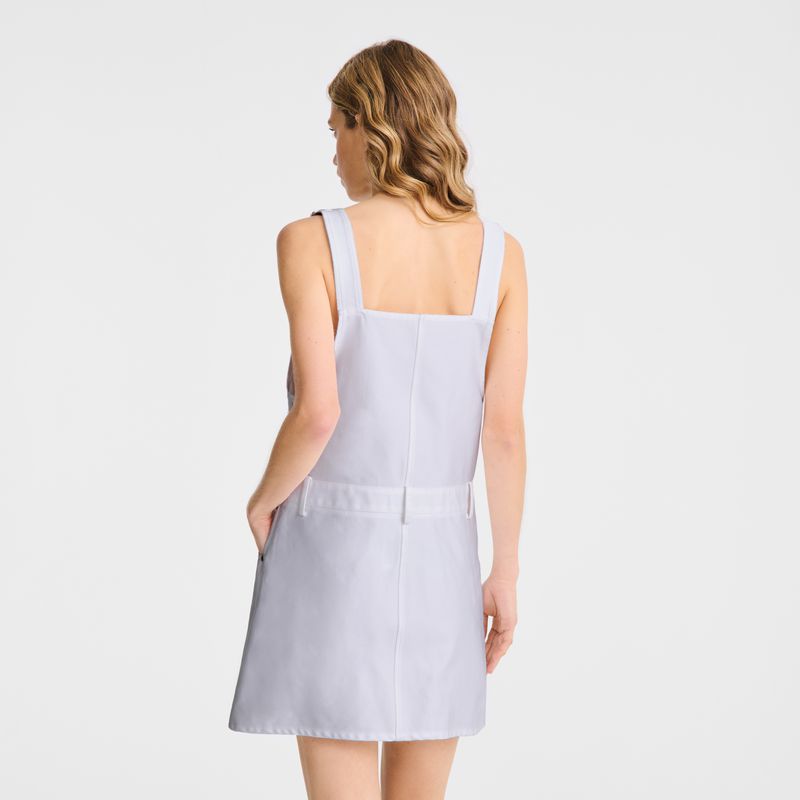 Women Longchamp Embroidered Gabardine Dress White | Thailand-678NUFMED