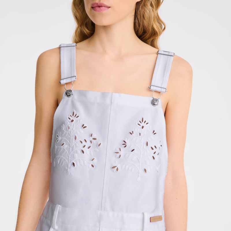 Women Longchamp Embroidered Gabardine Dress White | Thailand-678NUFMED