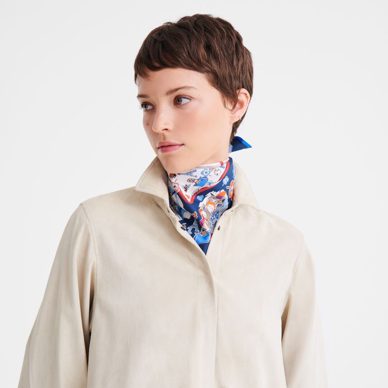 Women Longchamp Equestrian Tower 50 Scarf Cream | Thailand-659JNOCMK