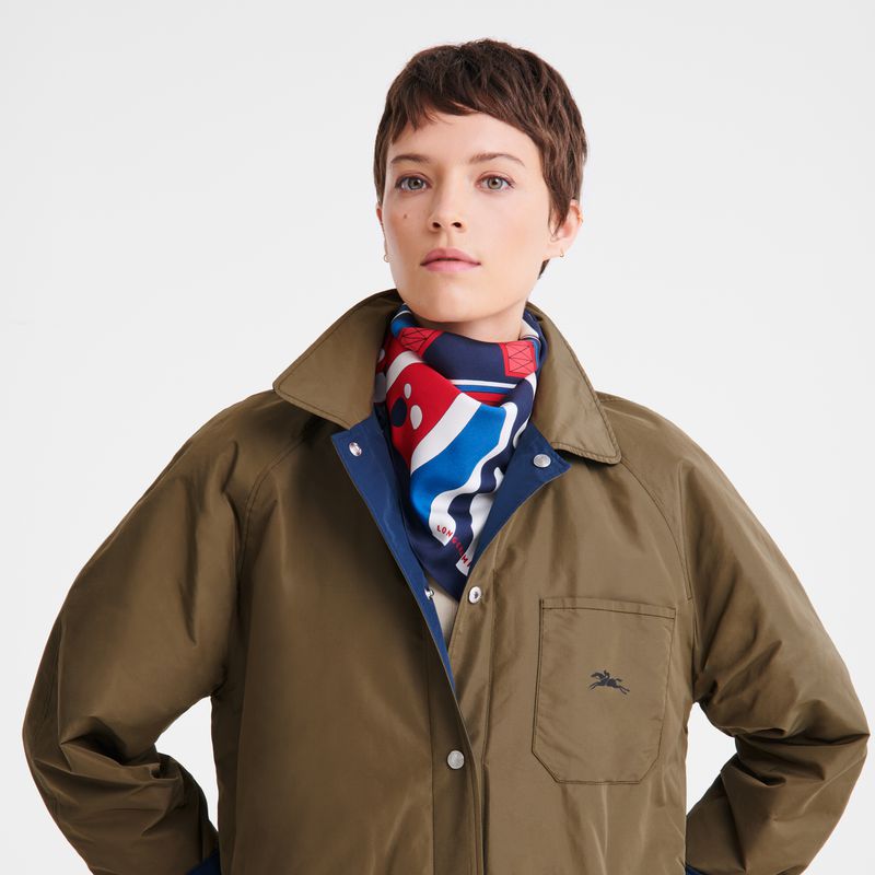 Women Longchamp Equestrian Tower 70 Scarf Red / Navy | Thailand-569KYLOVA