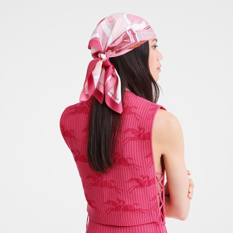Women Longchamp Equestrian Tower 70 Scarf Pink | Thailand-032RFTPGC