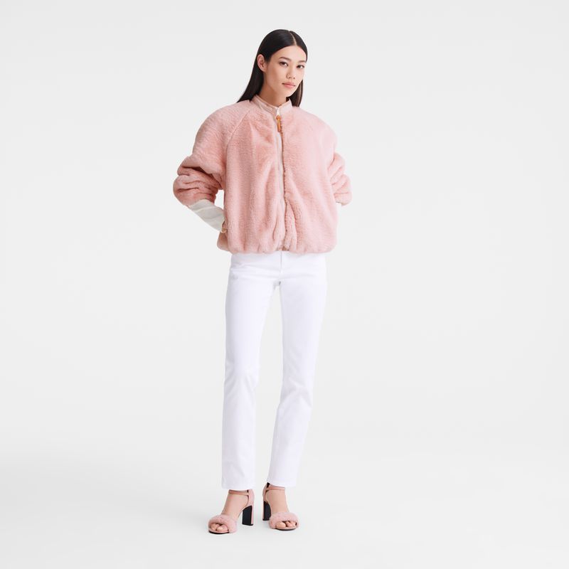 Women Longchamp Faux Fur Jacket Rose | Thailand-975GNMQUS