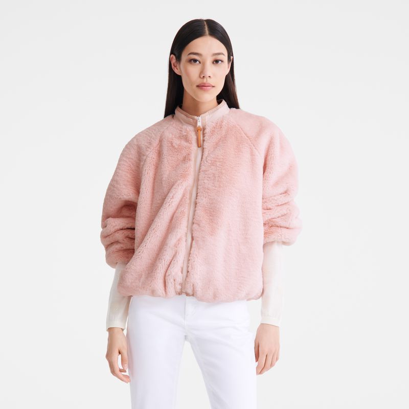 Women Longchamp Faux Fur Jacket Rose | Thailand-975GNMQUS
