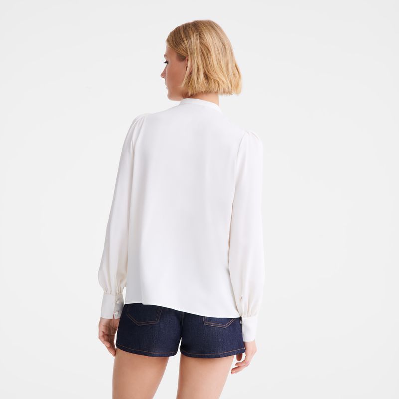 Women Longchamp Fluid Crepe Blouse Cream | Thailand-372SNRPYH