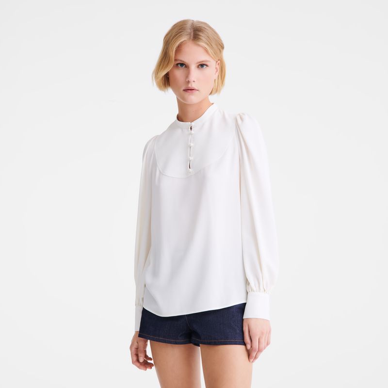 Women Longchamp Fluid Crepe Blouse Cream | Thailand-372SNRPYH