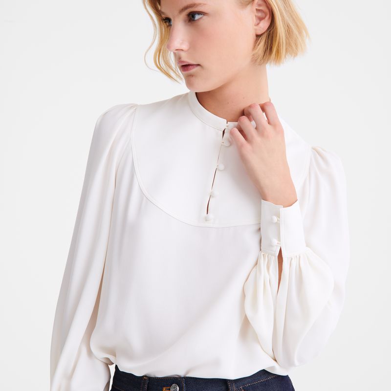 Women Longchamp Fluid Crepe Blouse Cream | Thailand-372SNRPYH