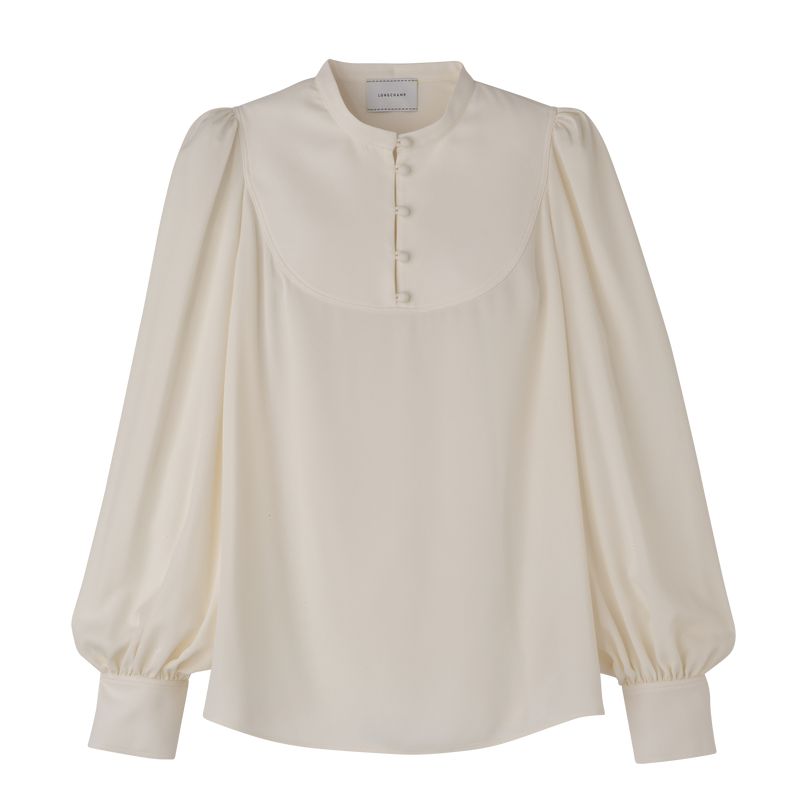 Women Longchamp Fluid Crepe Blouse Cream | Thailand-372SNRPYH