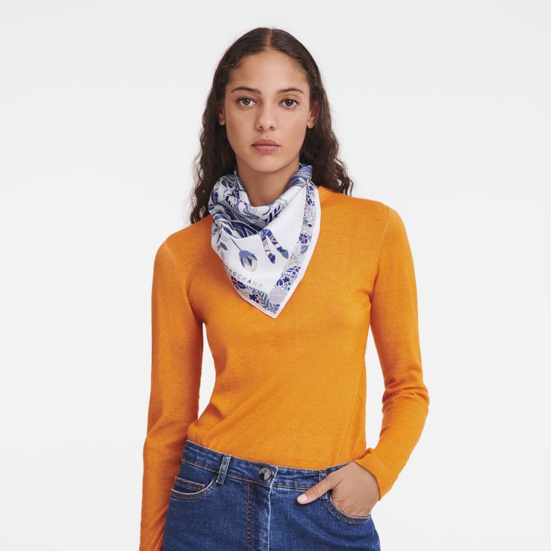 Women Longchamp Forêt 50 Scarf Blue | Thailand-201IMRCWP