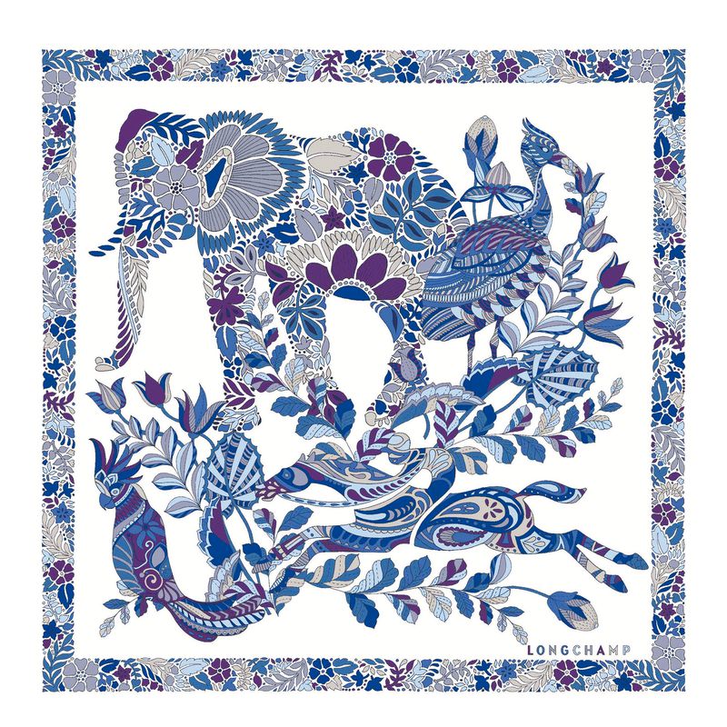 Women Longchamp Forêt 50 Scarf Blue | Thailand-201IMRCWP