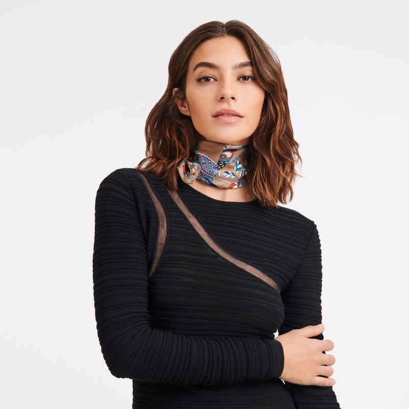Women Longchamp Forêt 50 Scarf Brown | Thailand-439MDRKPO