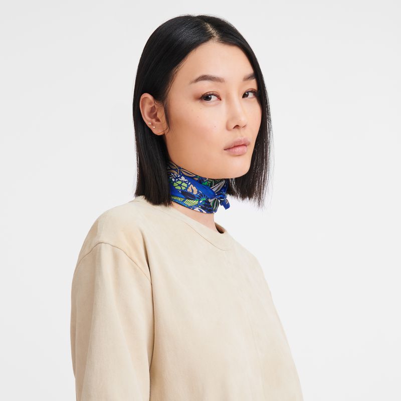 Women Longchamp Forêt 50 Scarf Light Blue | Thailand-835HPZUFN