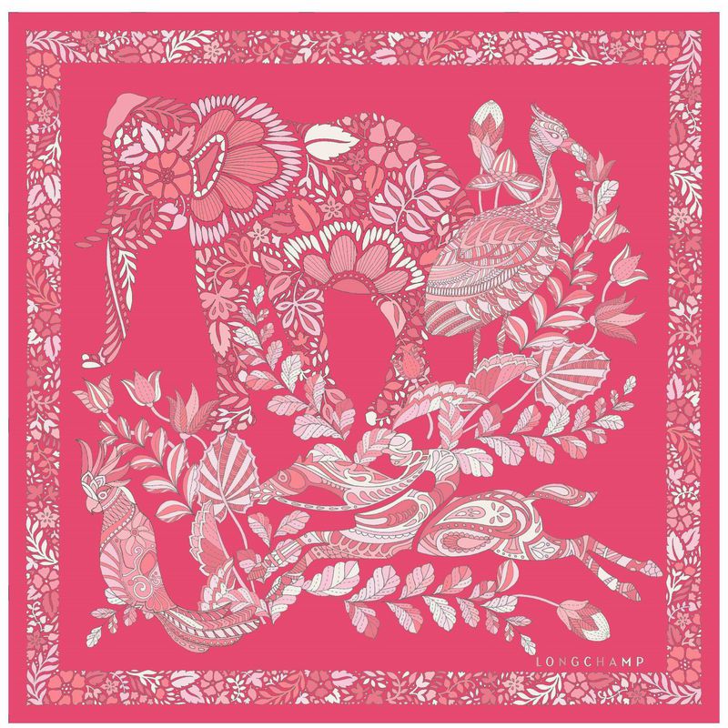Women Longchamp Forêt 50 Scarf Pink | Thailand-021ZAQTCK
