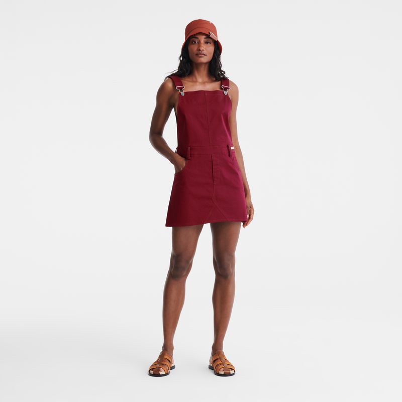 Women Longchamp Gabardine Dress Dark Red | Thailand-962NUYFTO