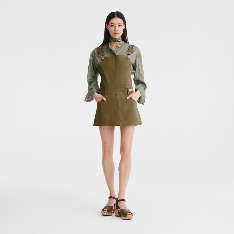 Women Longchamp Gabardine Dress Olive | Thailand-140PWAJZO