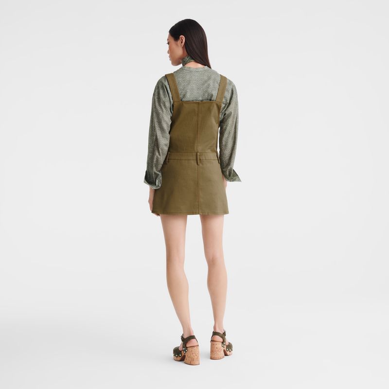 Women Longchamp Gabardine Dress Olive | Thailand-140PWAJZO