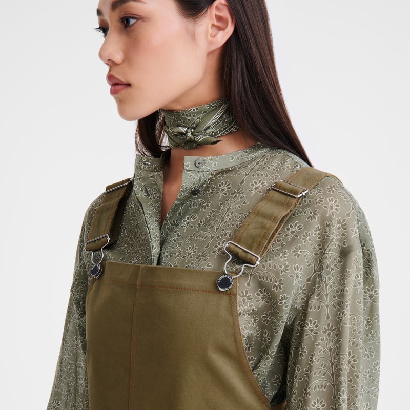Women Longchamp Gabardine Dress Olive | Thailand-140PWAJZO