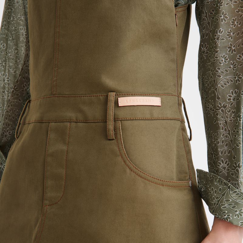 Women Longchamp Gabardine Dress Olive | Thailand-140PWAJZO