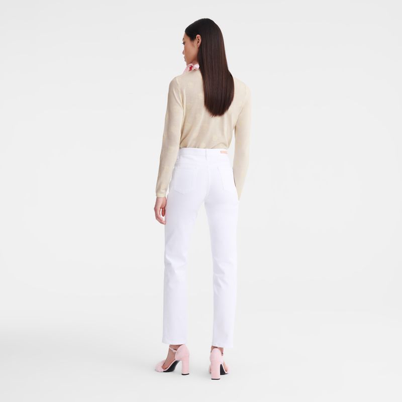 Women Longchamp Gabardine Pants White | Thailand-613XNQBFR