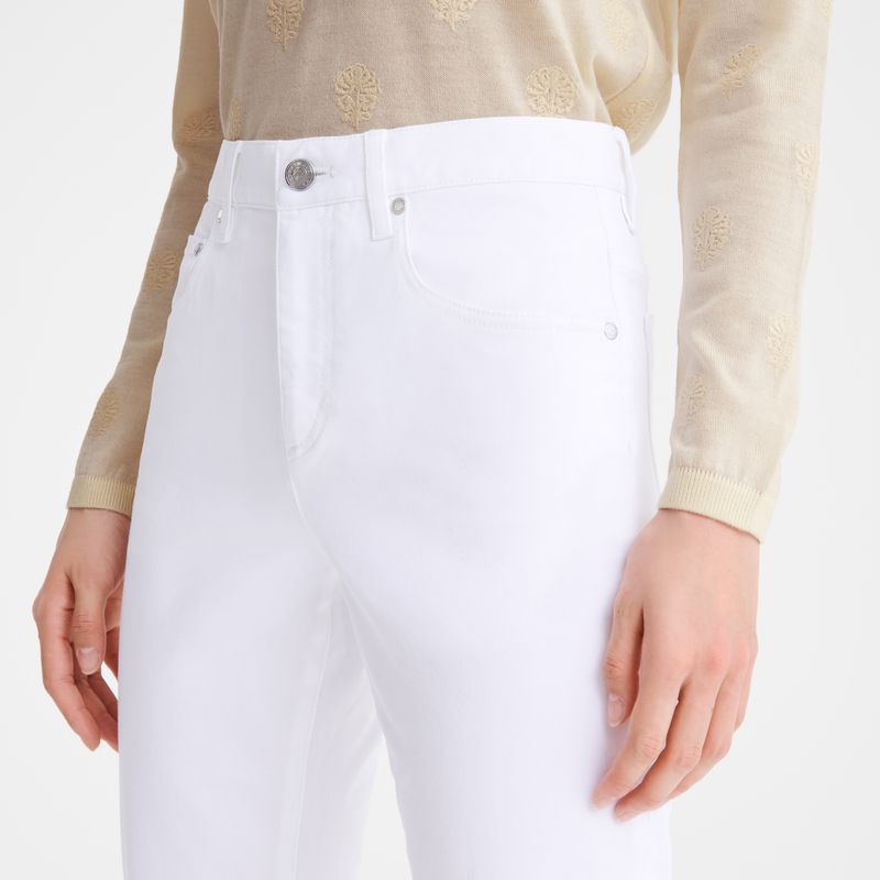Women Longchamp Gabardine Pants White | Thailand-613XNQBFR