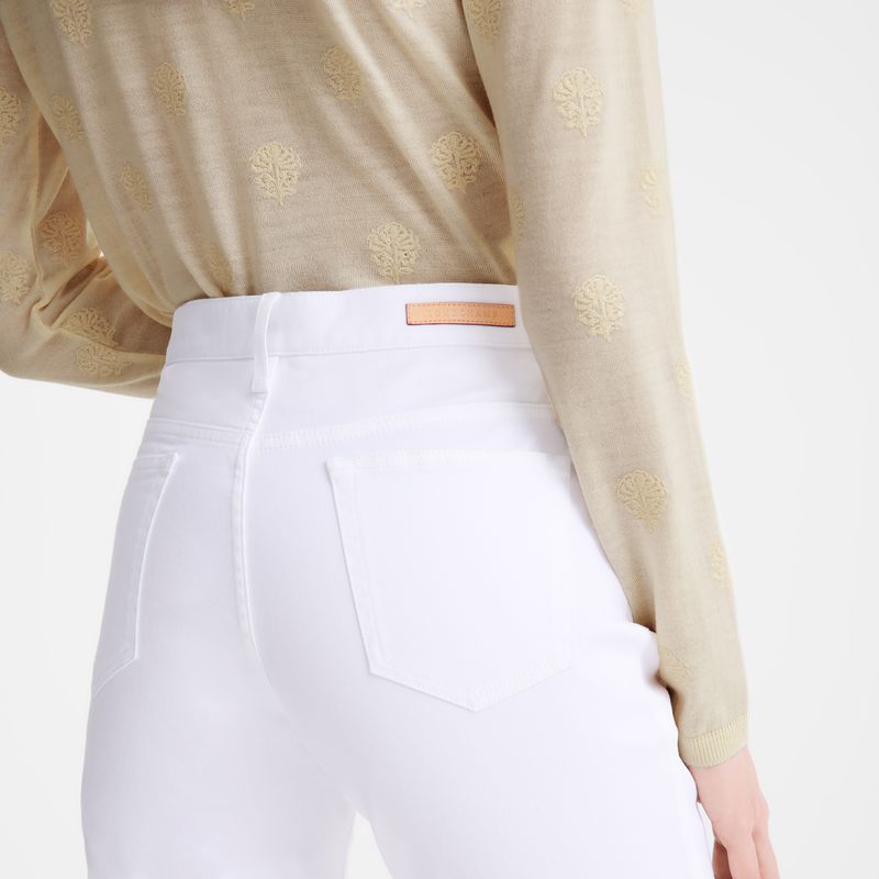 Women Longchamp Gabardine Pants White | Thailand-613XNQBFR