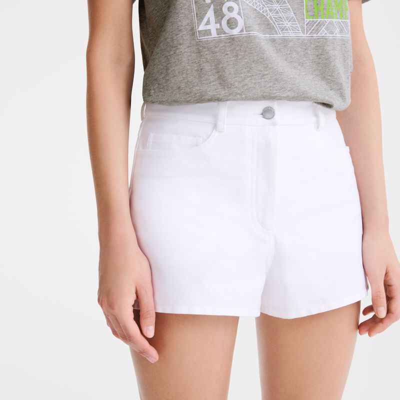 Women Longchamp Gabardine Shorts White | Thailand-469YNLMXH