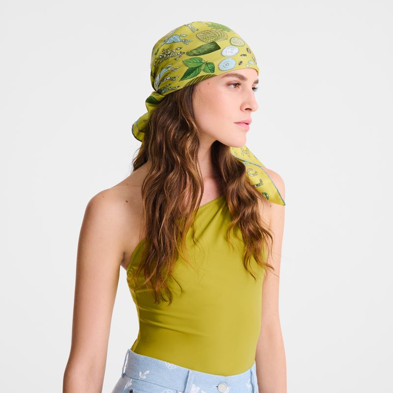 Women Longchamp Herbarium 90 Scarf Green | Thailand-650VSEBUQ