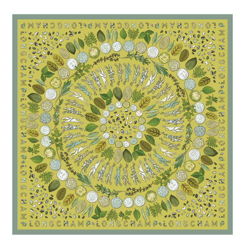 Women Longchamp Herbarium 90 Scarf Green | Thailand-650VSEBUQ