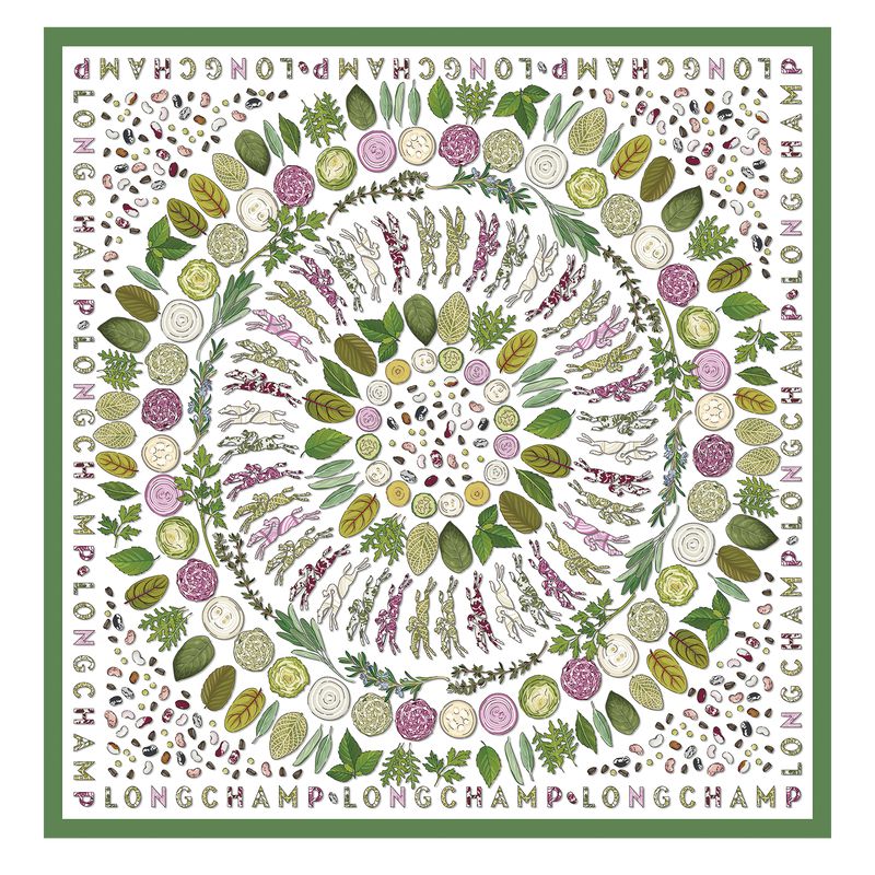 Women Longchamp Herbarium 90 Scarf Green | Thailand-561URSQKX